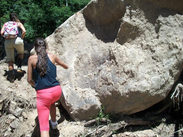 this rock has been moved by the water's power