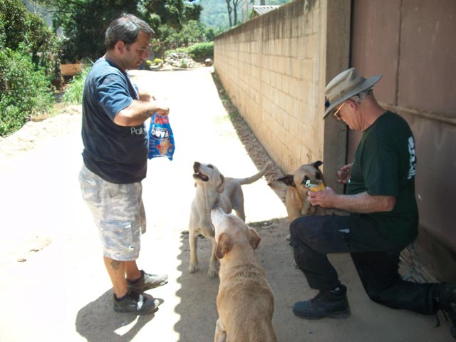 Tony and I feeding the lucky ones