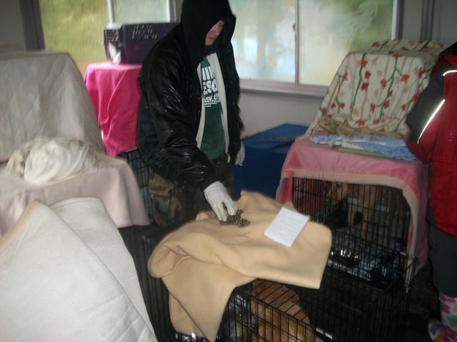 the decontamination area at the shelter